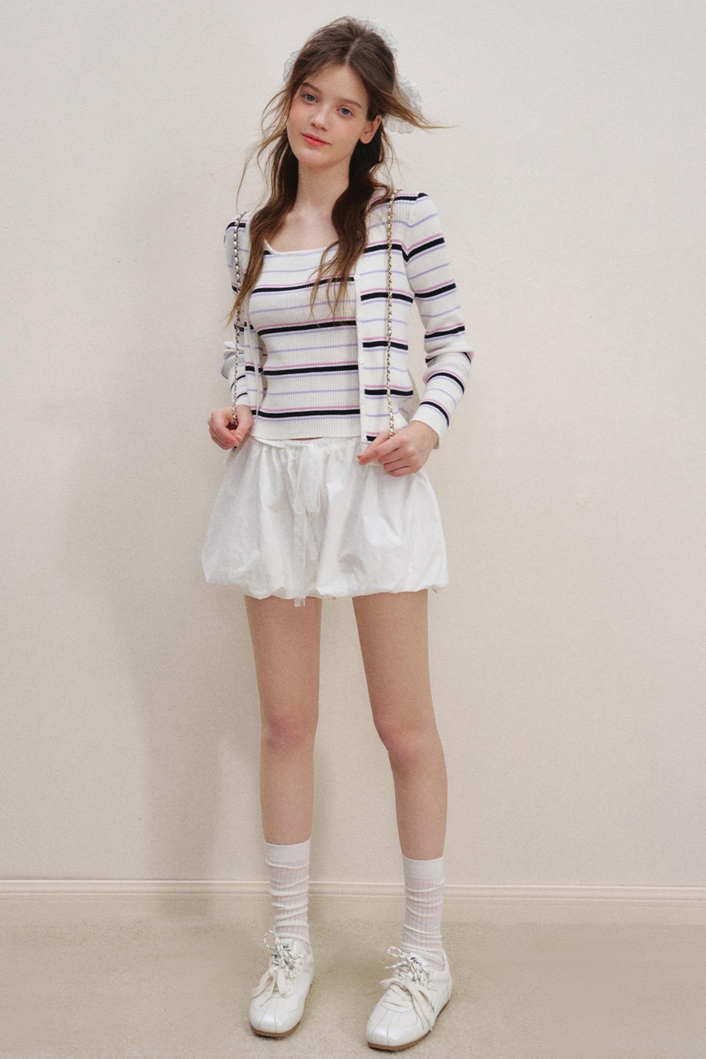 High-Waist Lace-Up Bubble Shorts