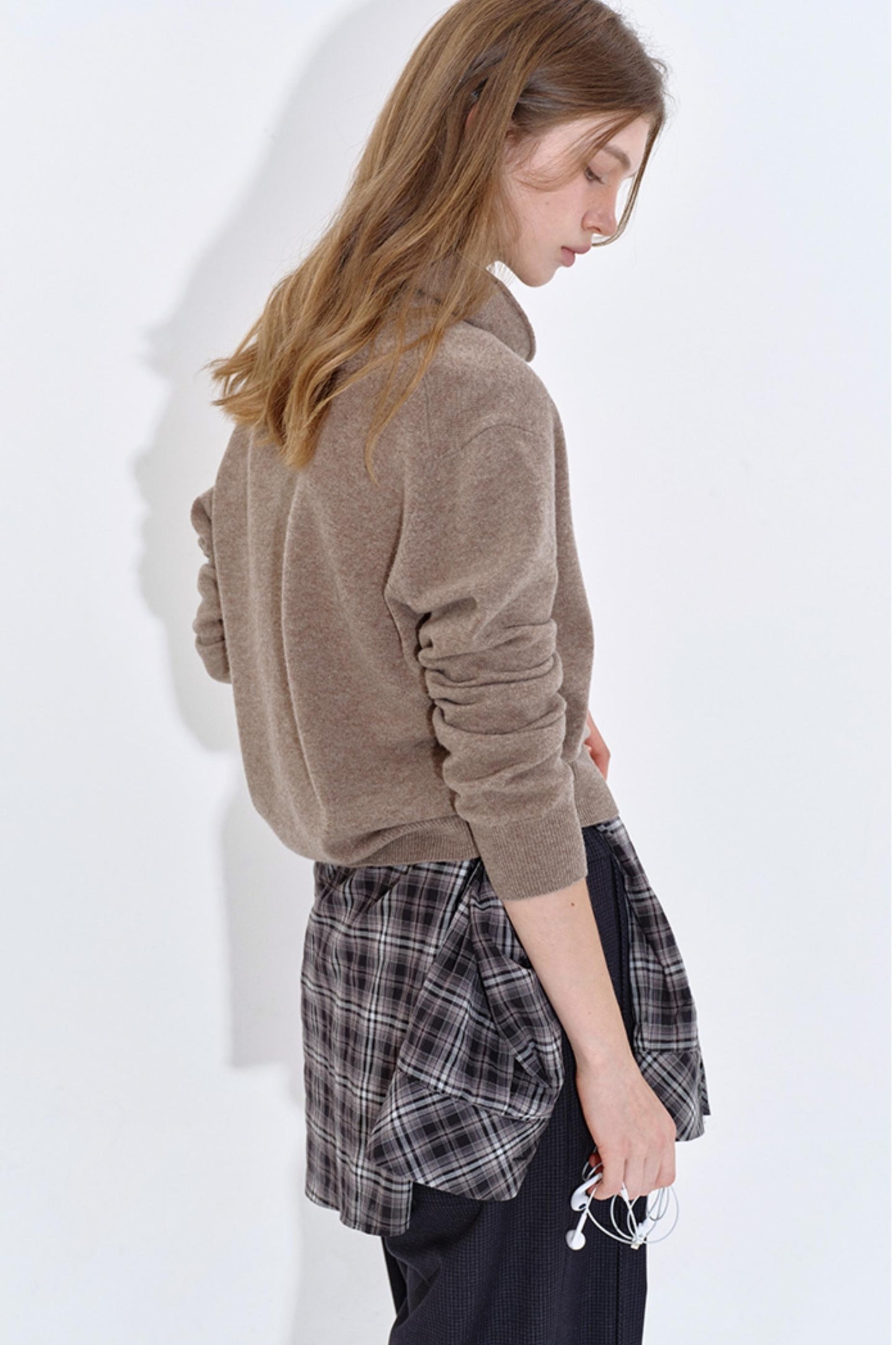 High Cashmere Wool Tricolor Knit Top