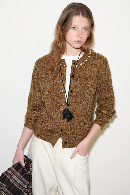 Floral Yarn Knitted Cardigan