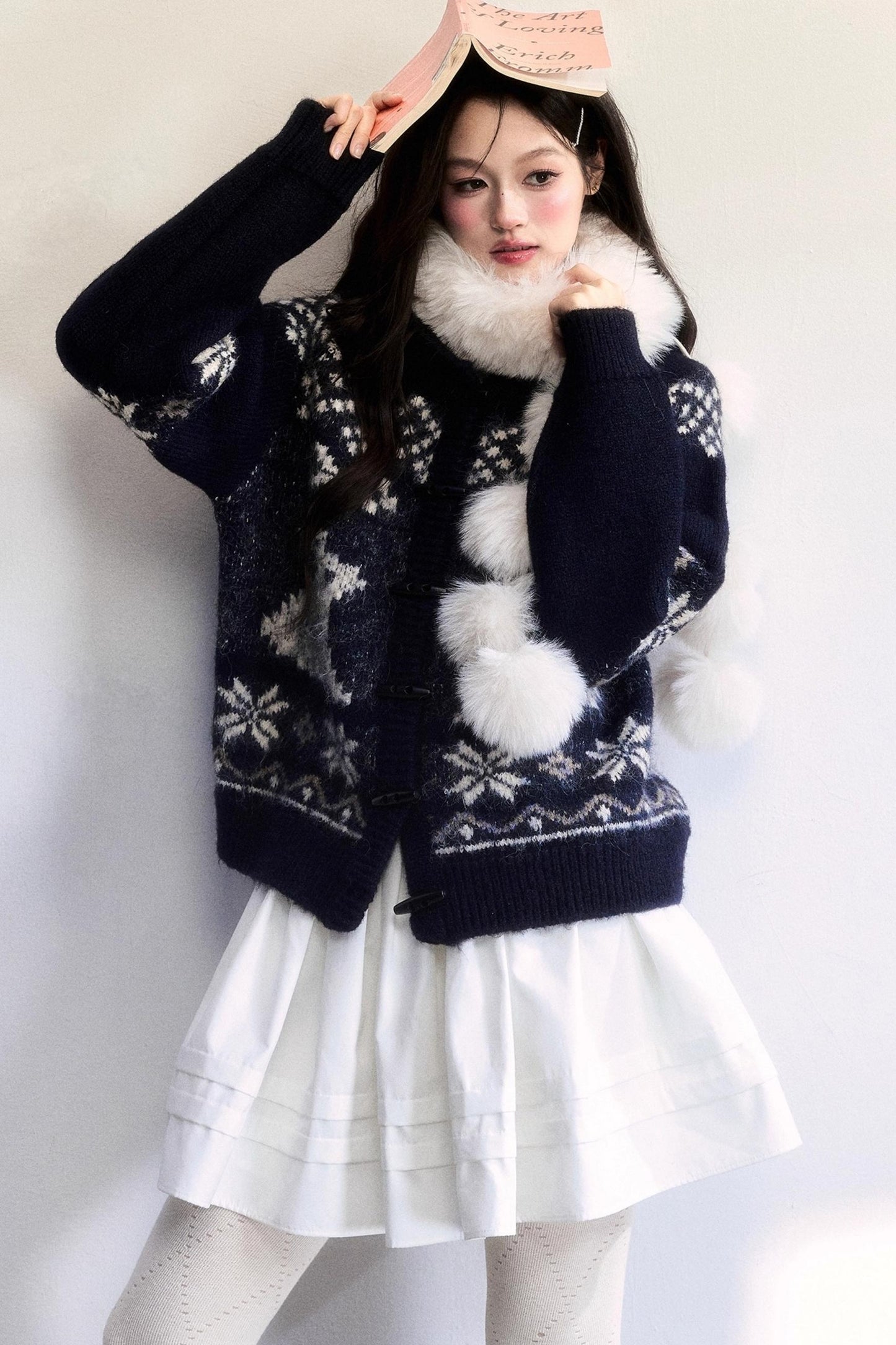 Milk Velvet Pom-Pom Scarf