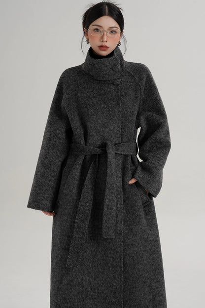 Elegant Athens Gray Wool Coat