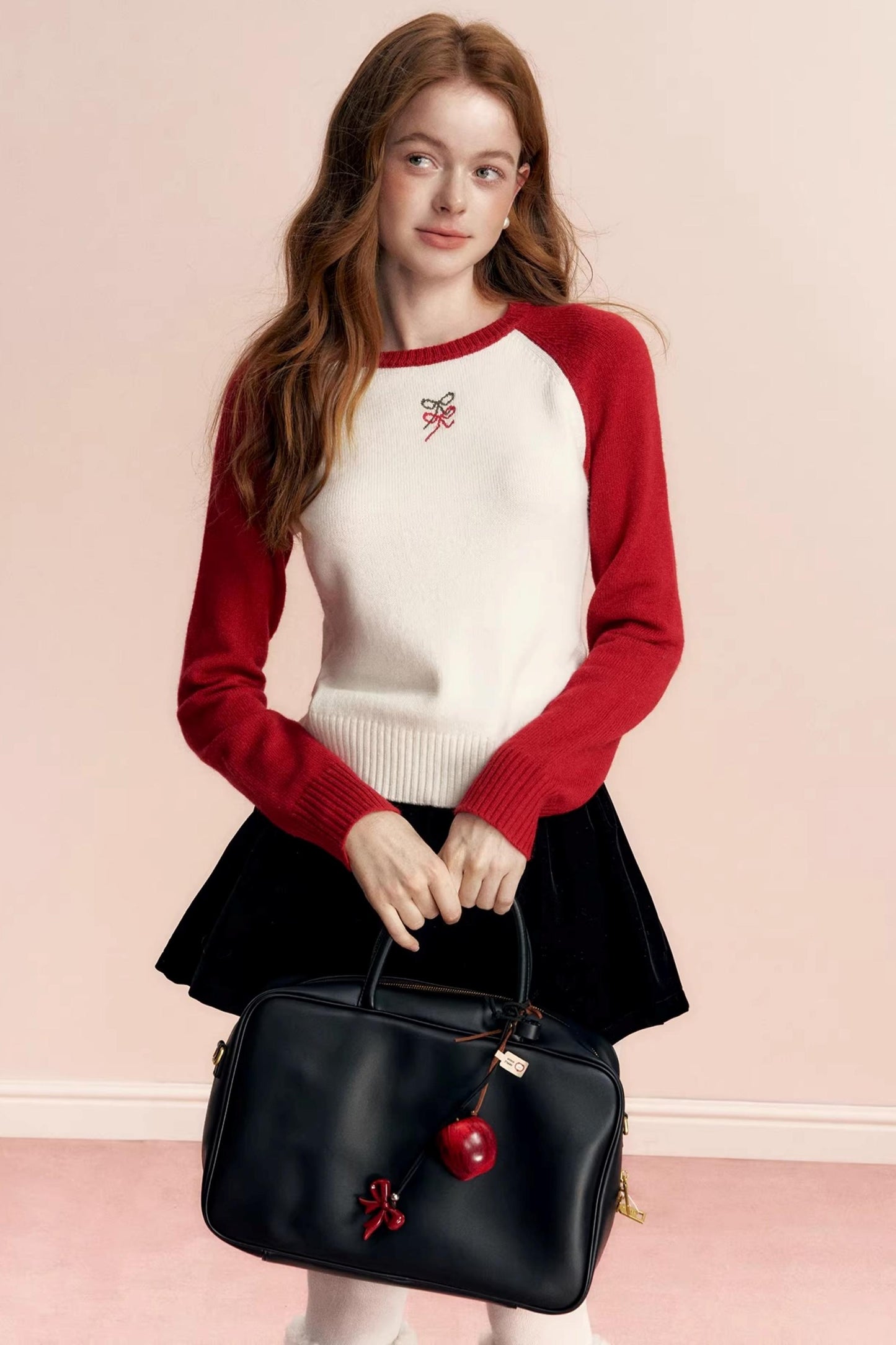 Color-Block Wool Blend Knit Sweater