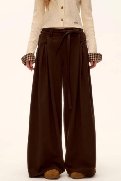 Pleated Retro Wide-Leg Pants
