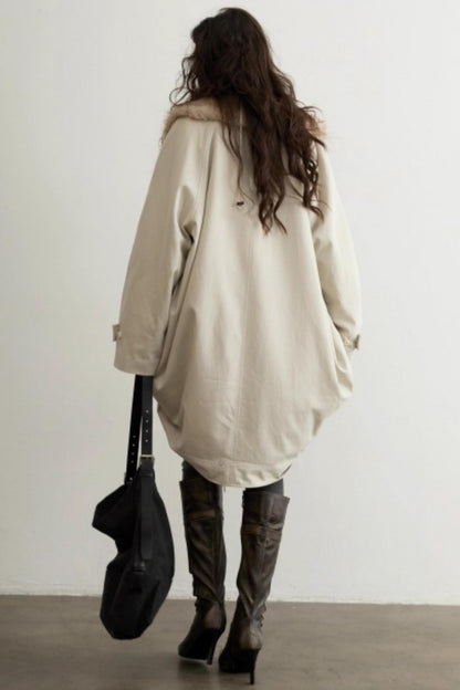 Retro Distressed Fur Collar Jacket Set-Up