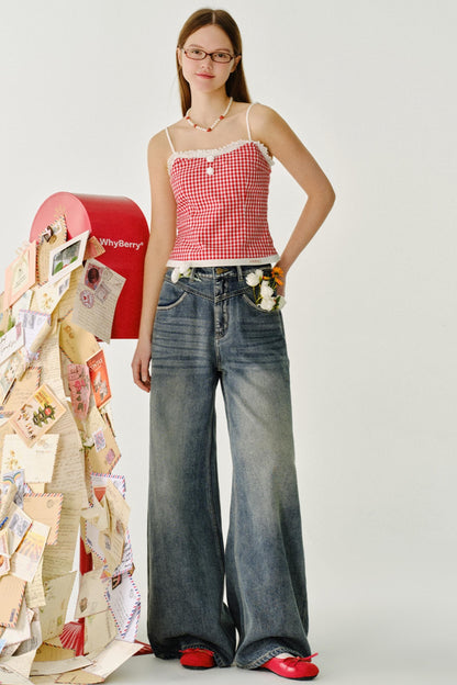 빈티지 하이 라이즈 슬리밍 진 