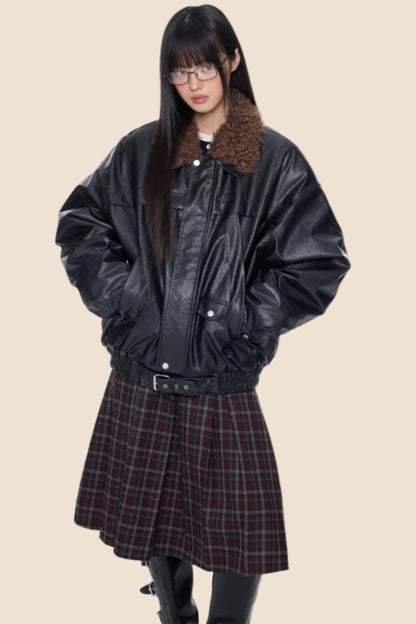 Fur Collar Leather Jacket