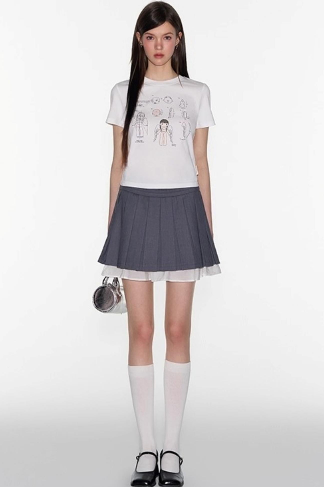 Gray A-Line Lace Skirt