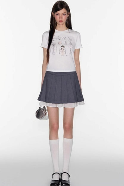 Gray A-Line Lace Skirt