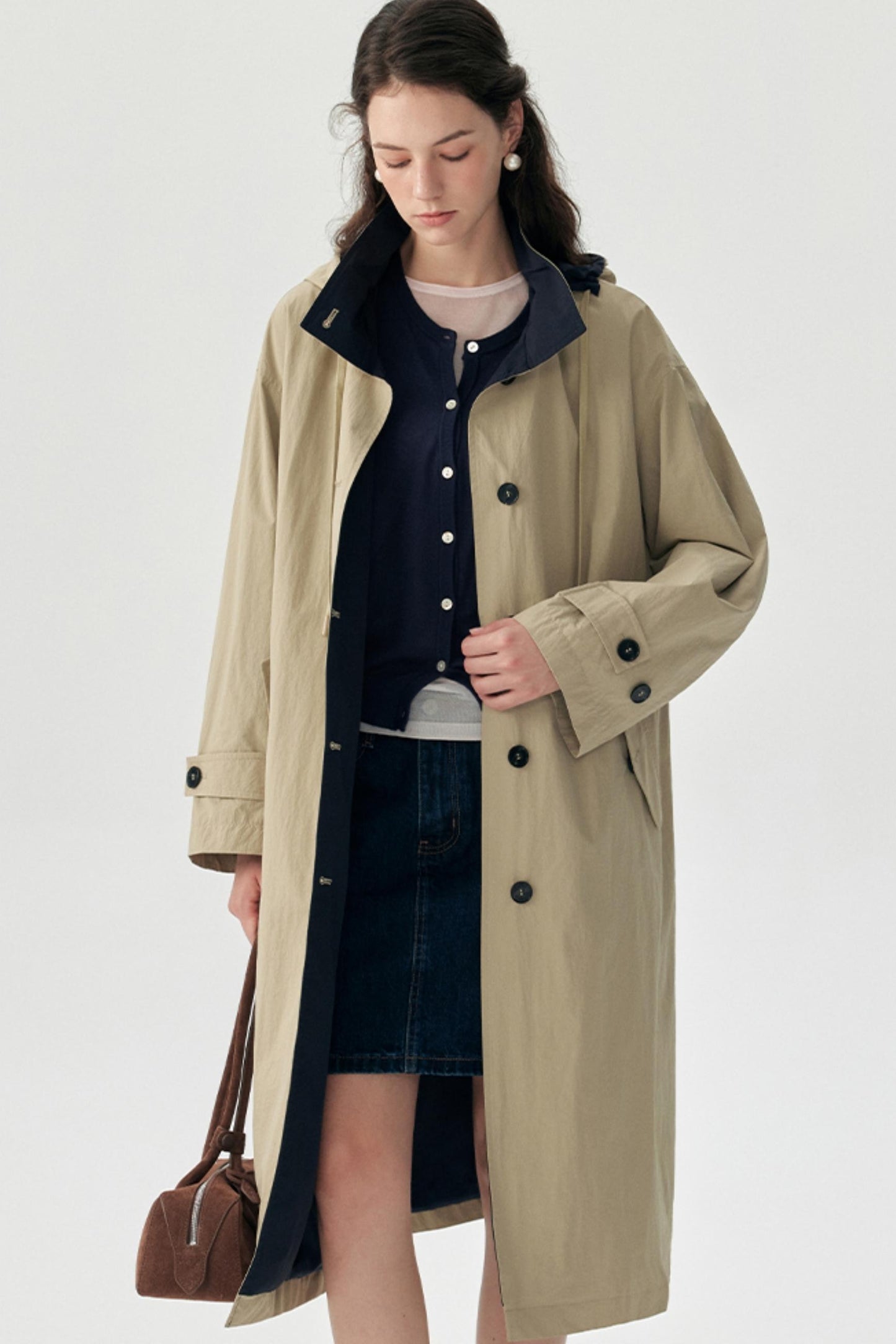 Relaxed Silhouette Cinched Waist Parka Coat