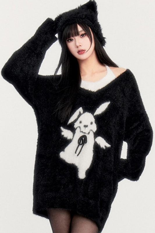 Imitation Mink Jacquard Sweater Top