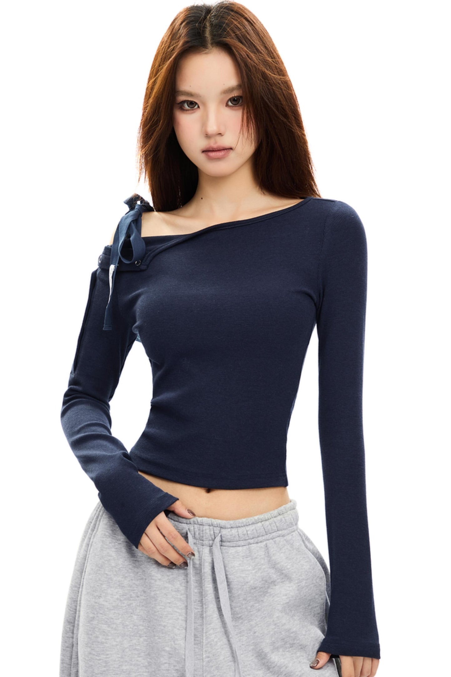 Off-Shoulder Long Sleeve Layered Top