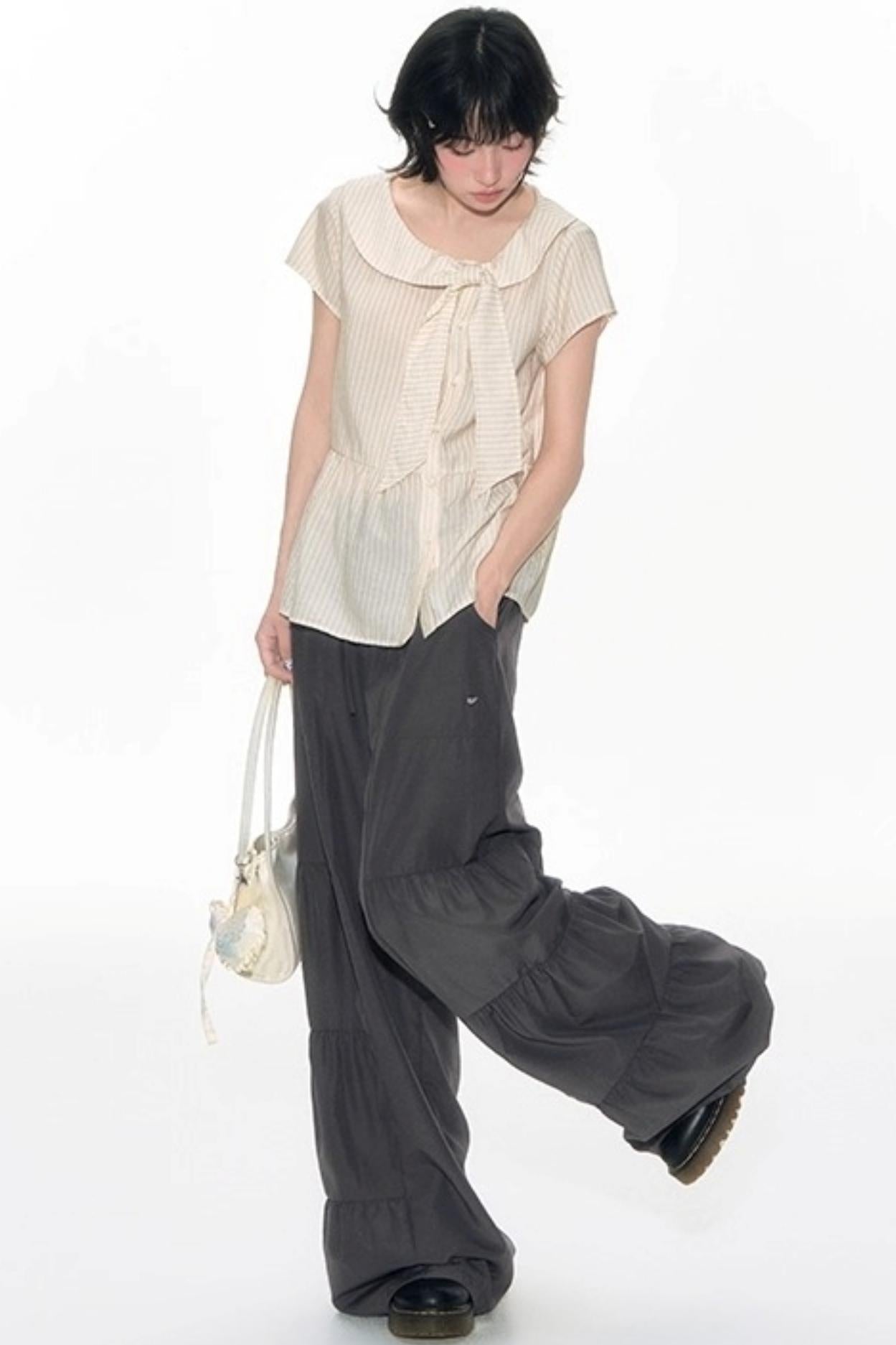 Summer Elasticated Wide-leg Pants