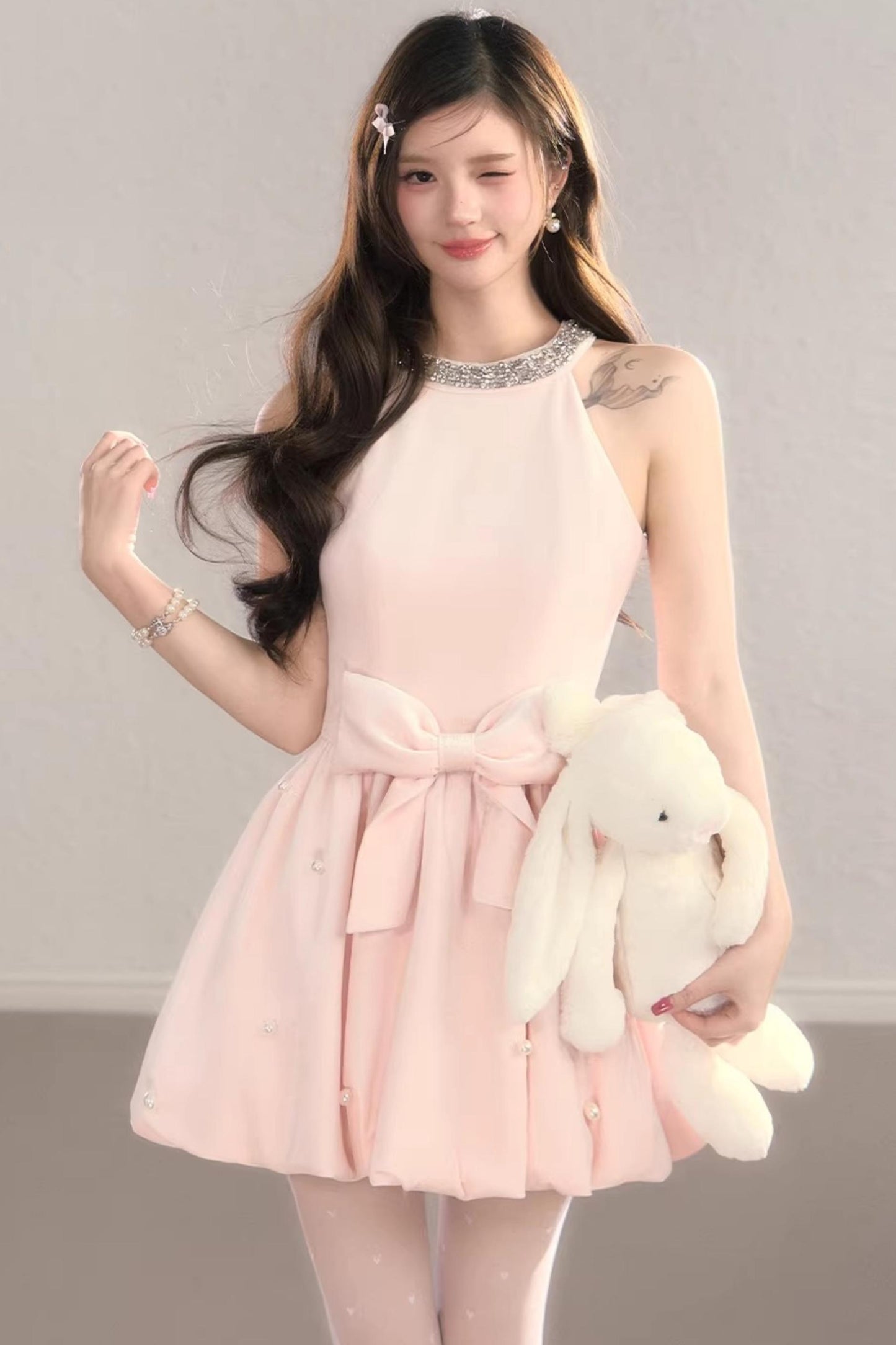 Highlight Halter Neck Puff Dress