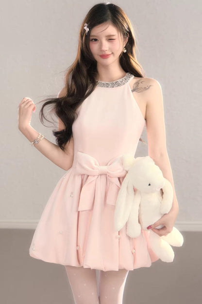 Highlight Halter Neck Puff Dress