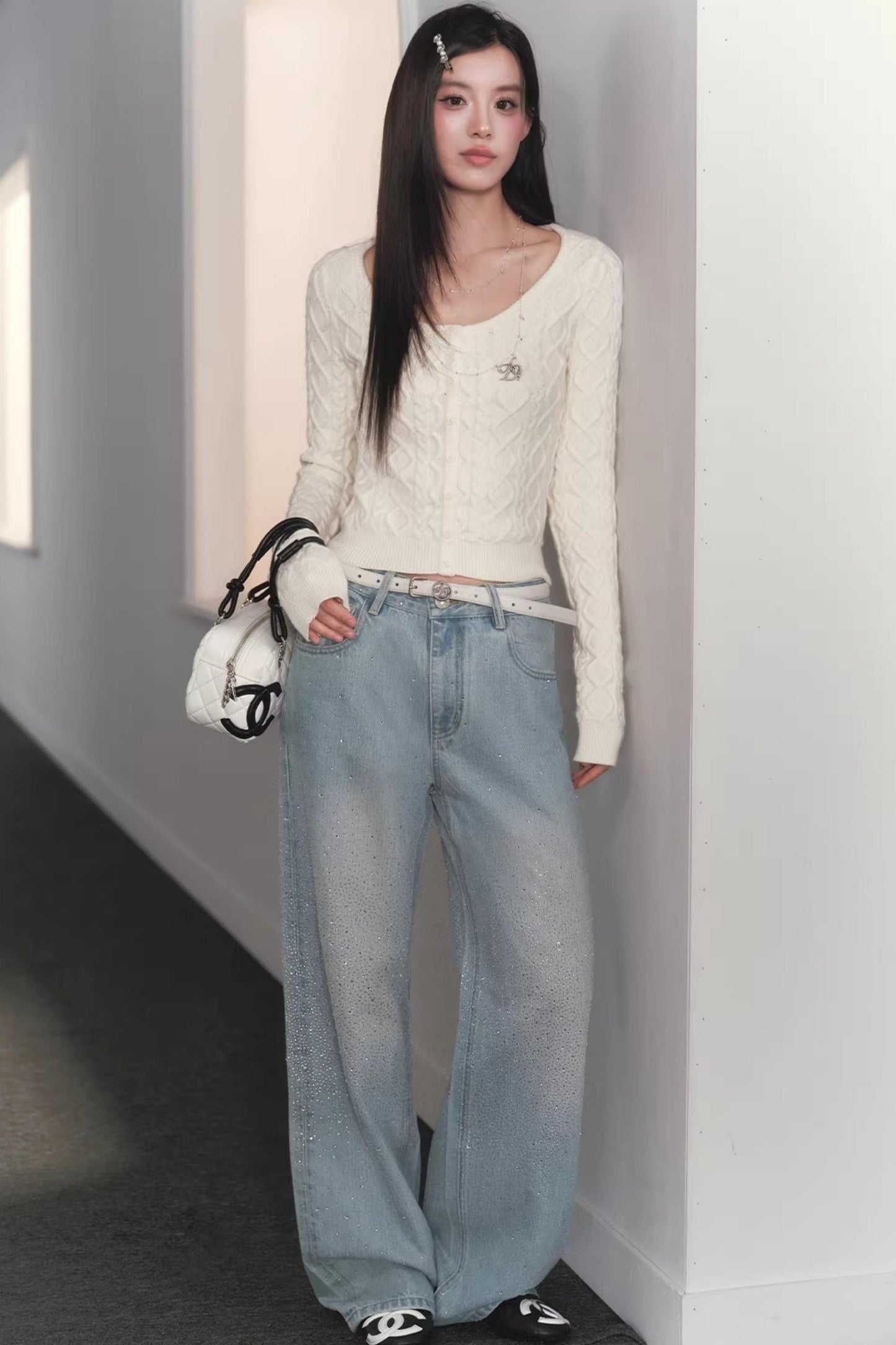 Slimming Cable Knit Sweater