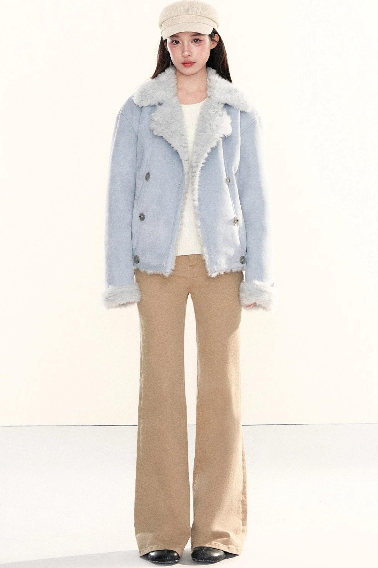 Washed Denim Flared Pants