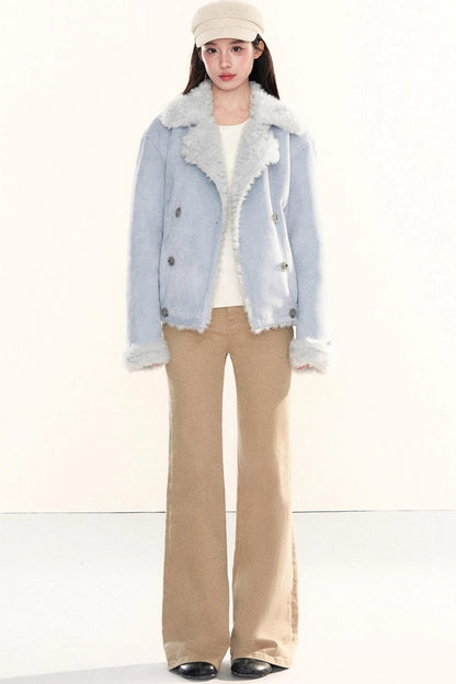 Washed Denim Flared Pants