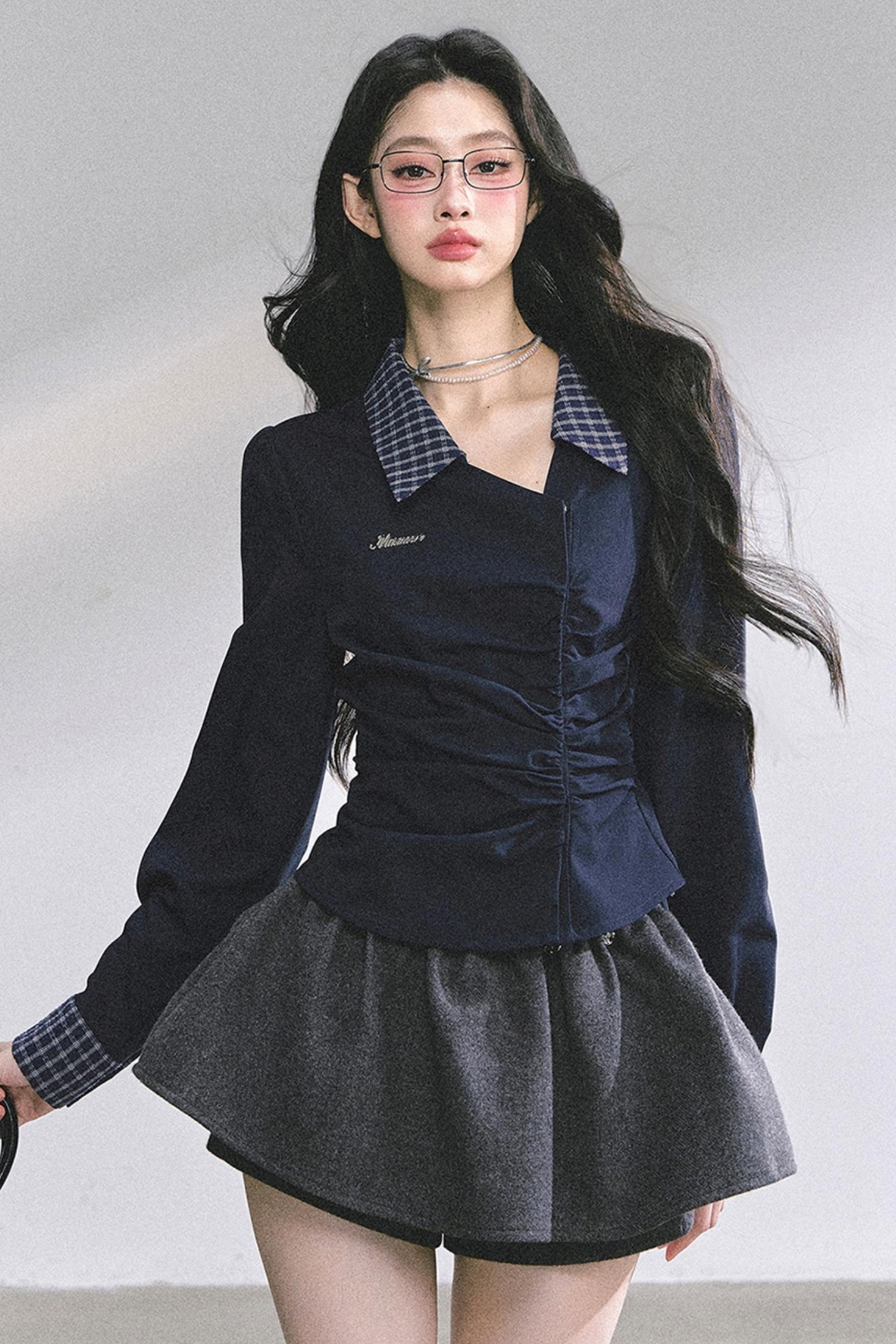 Slimming Blue Plaid Shirt