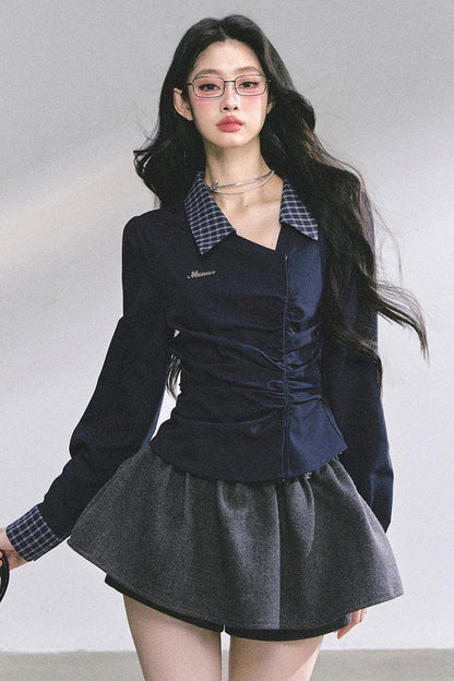 Slimming Blue Plaid Shirt