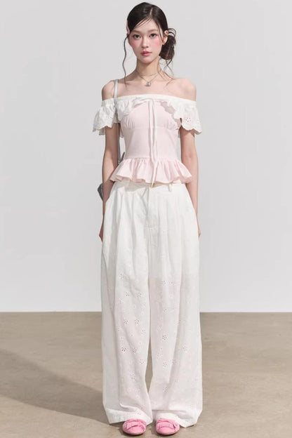 Blusa francese a fiori con volant
