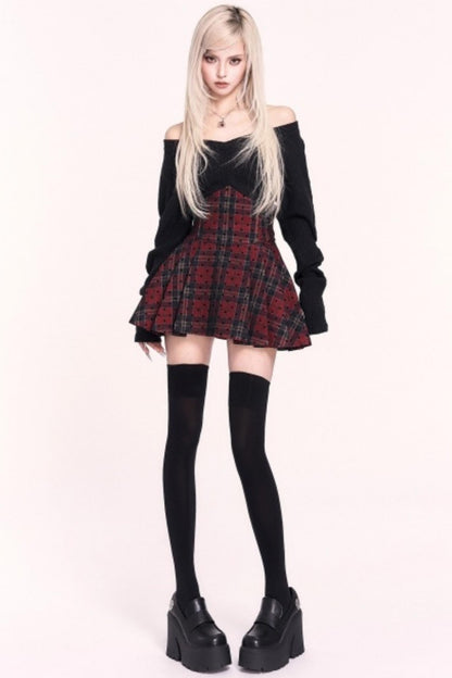 Sweet Plaid High Waist Pleated Skirt
