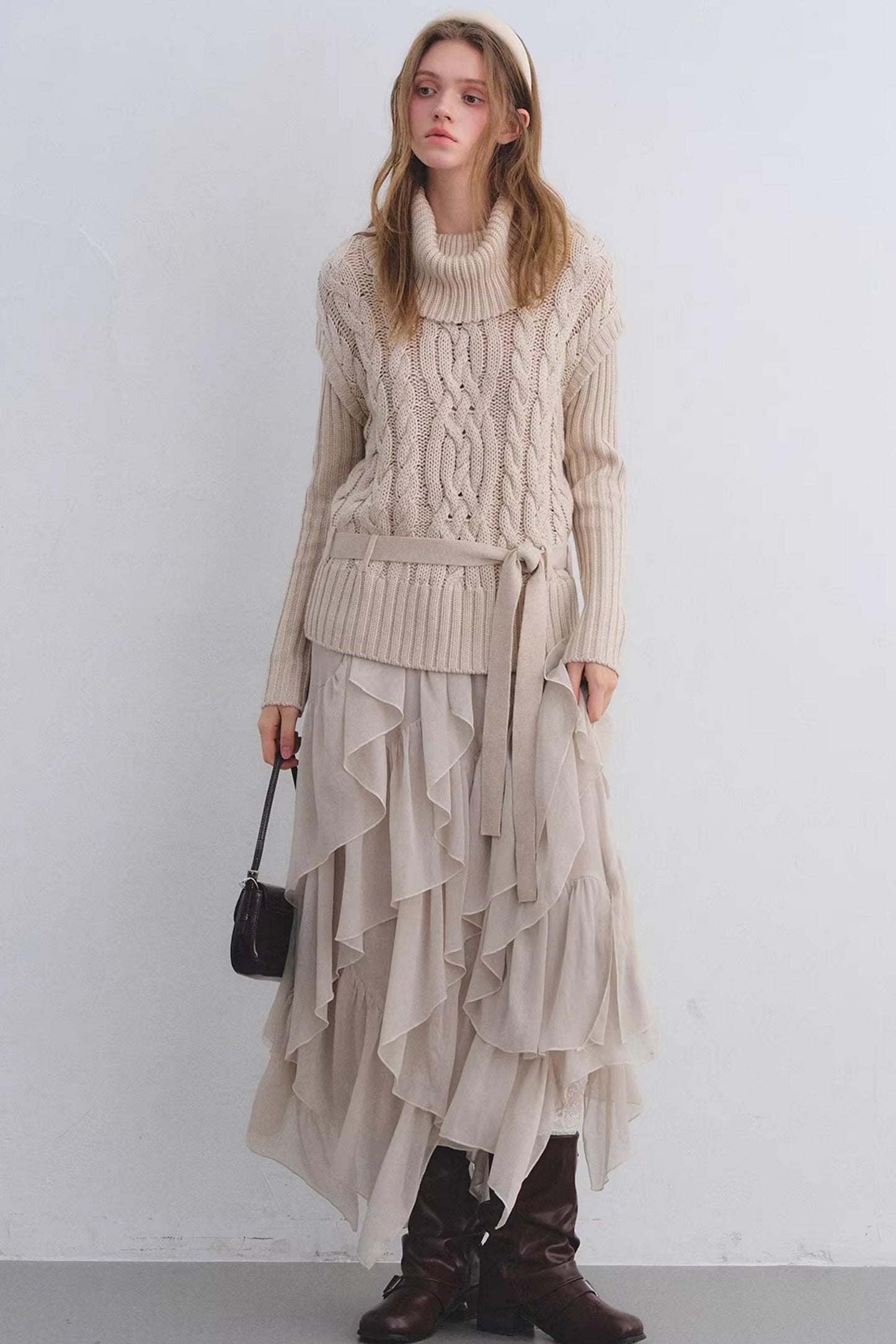 Elastic Chiffon Draping Skirt
