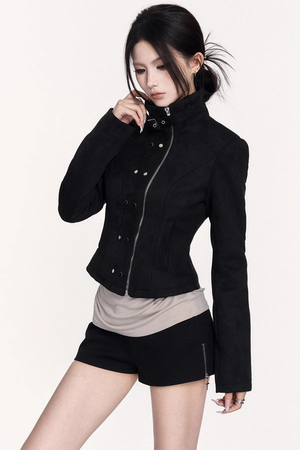 Slimming Hot Suede Biker Leather Jacket