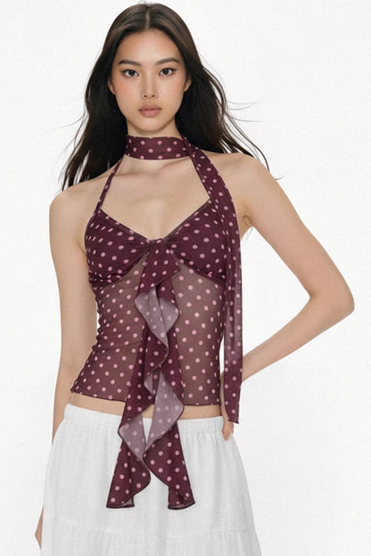 Farbblockiertes Mesh-Top