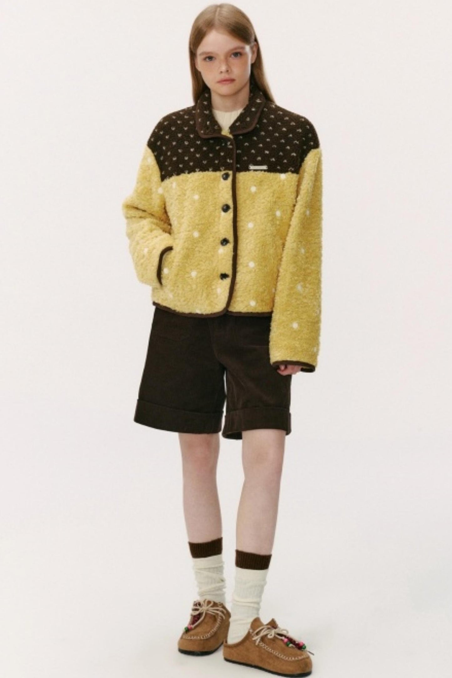 Lambswool Polka Dot Patchwork Jacket