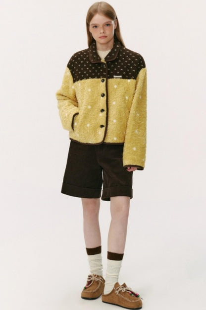Lambswool Polka Dot Patchwork Jacket
