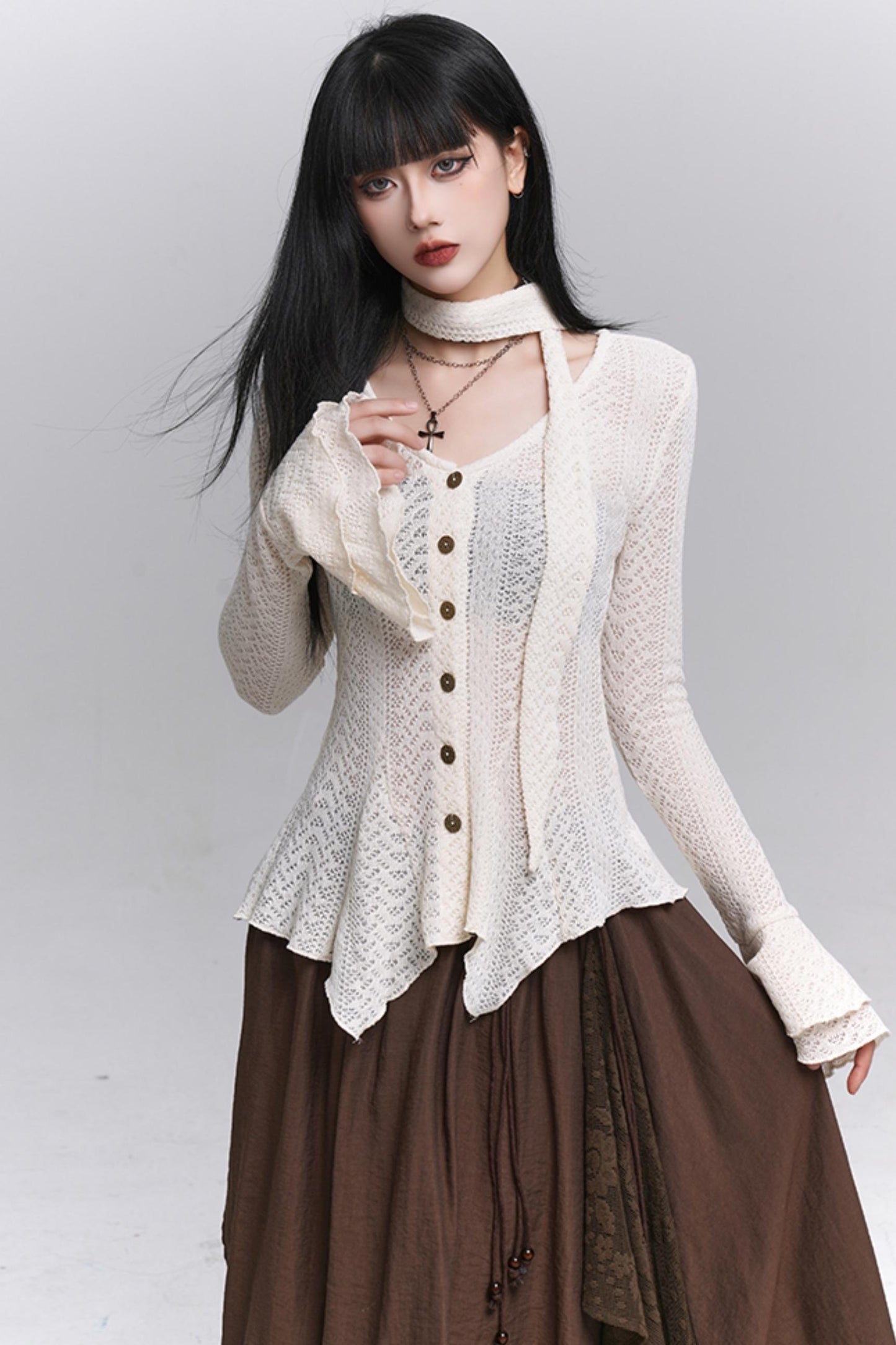 Gray Knitted Slim Top