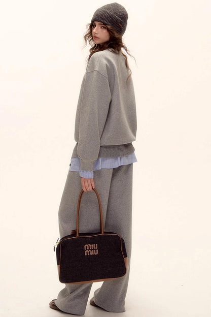 Plaid Patchwork Knit Sweater Set-Up