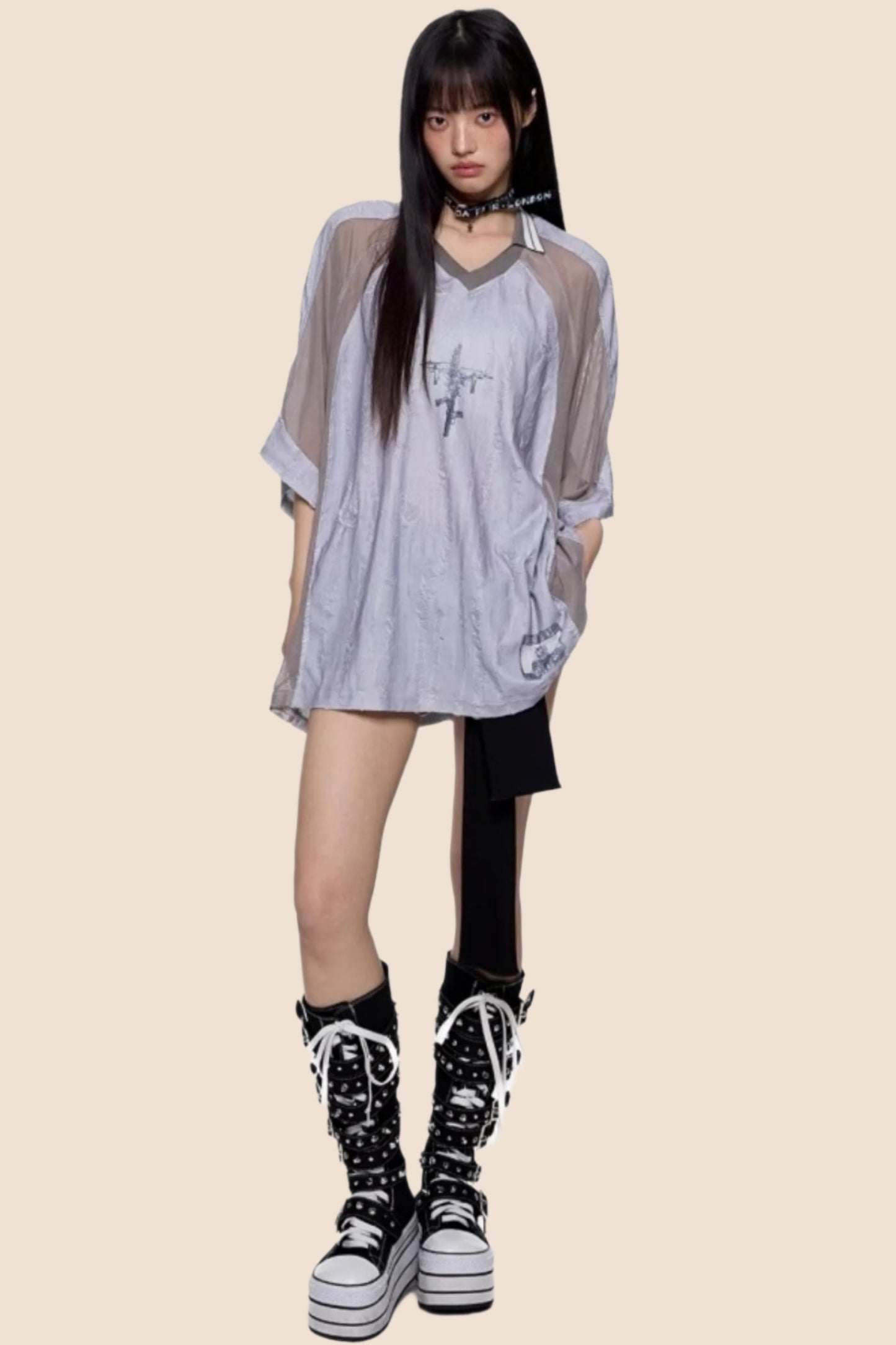 Slouchy Gray V-Neck Tee