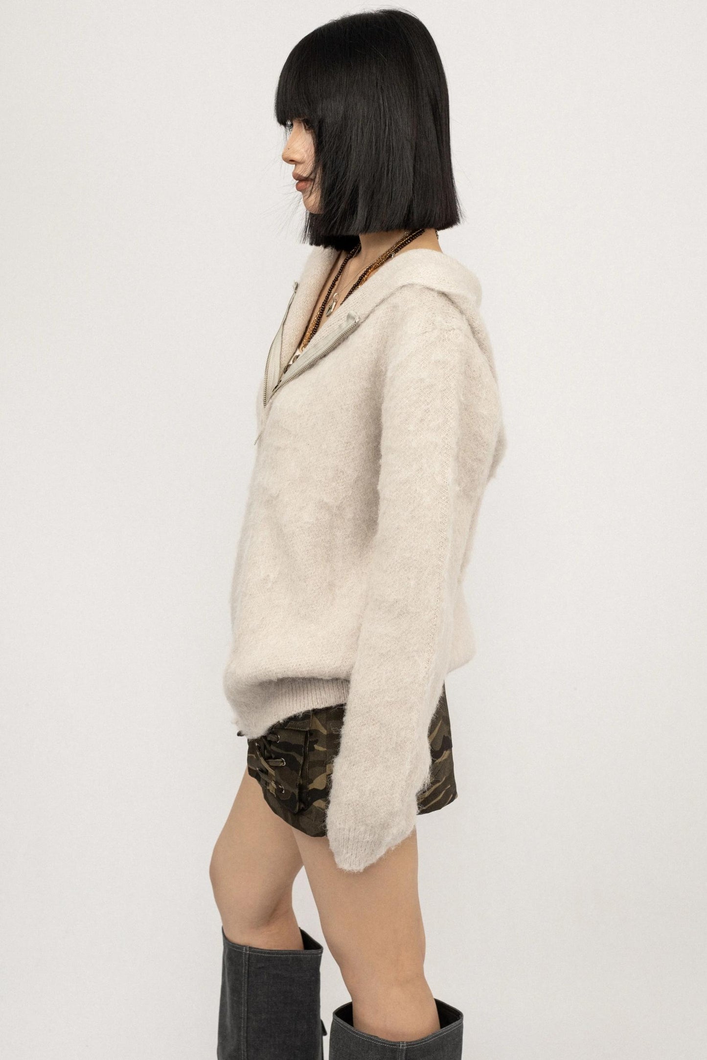 American Loose Hoodie Cardigan