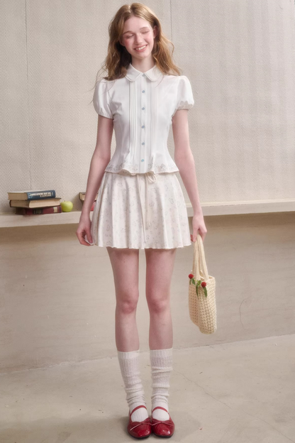 Handmade Embroidered Doll Collar Blouse