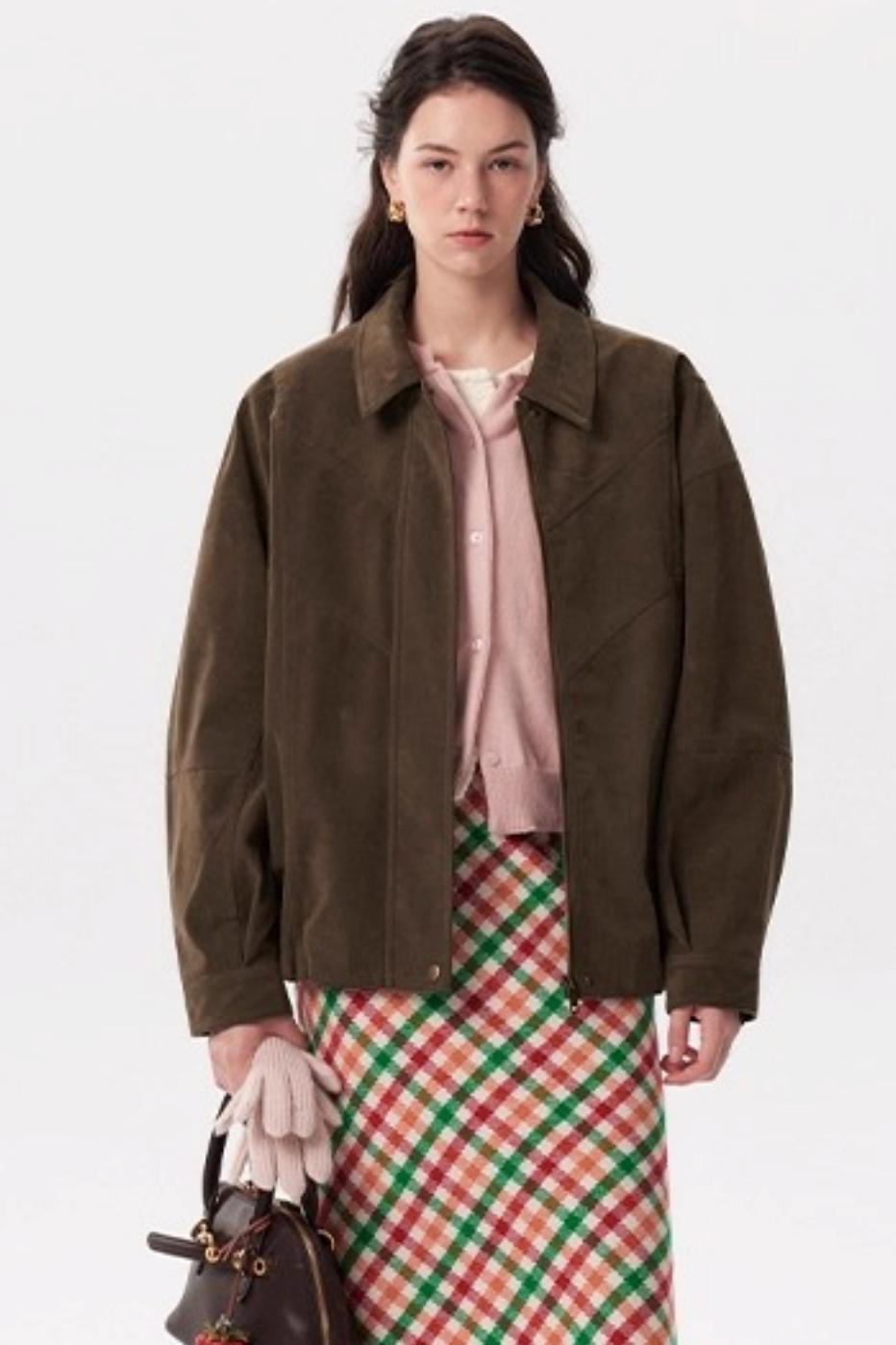 Muffin Cocoa Suede Lapel Jacket