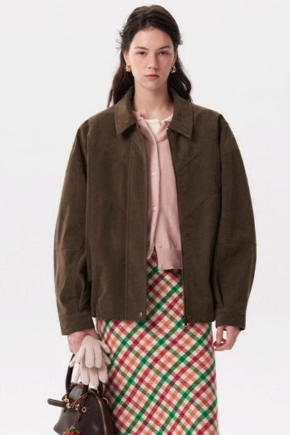 Muffin Cocoa Suede Lapel Jacket