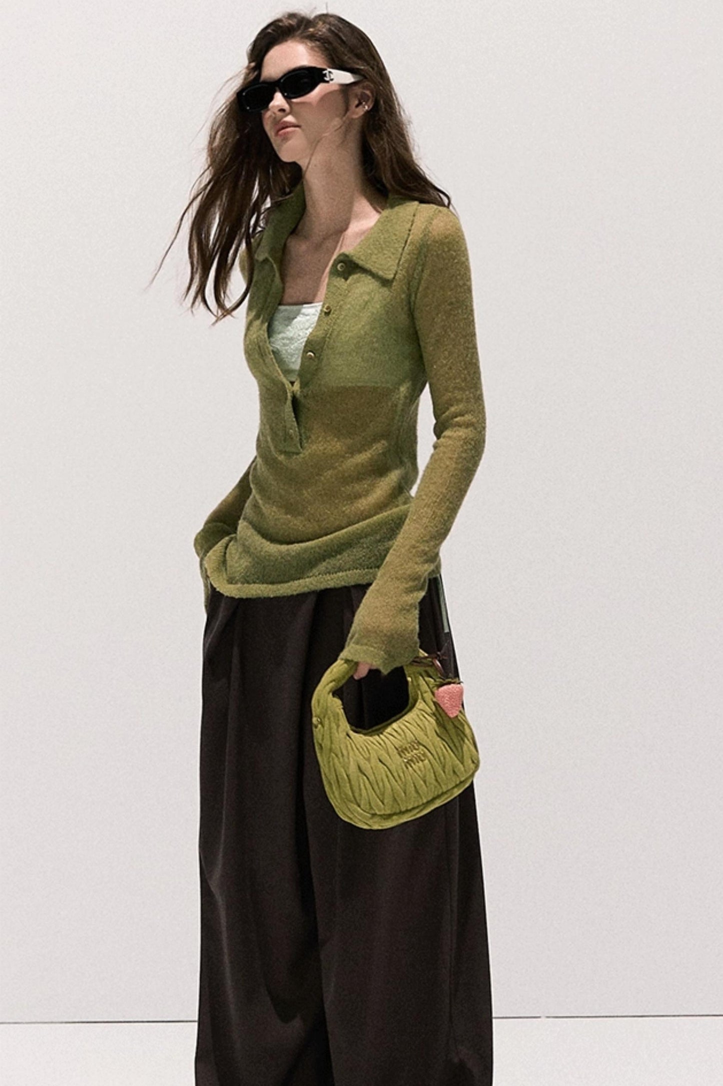 Tencel Wool Pleats Wide-Leg Pants