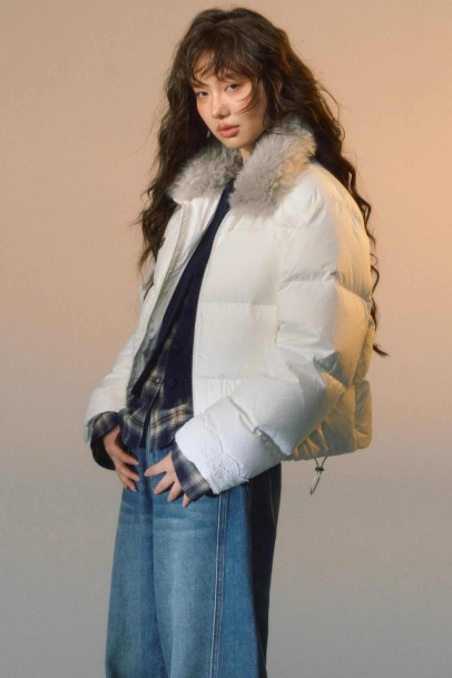 Fur Collar Patchwork Short down Jacket