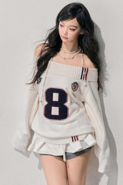 Youthful Off-Shoulder Knit Sweater