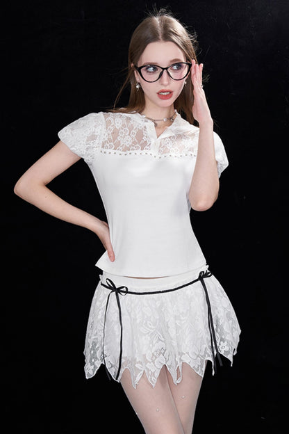 White Lace Bow Skirt