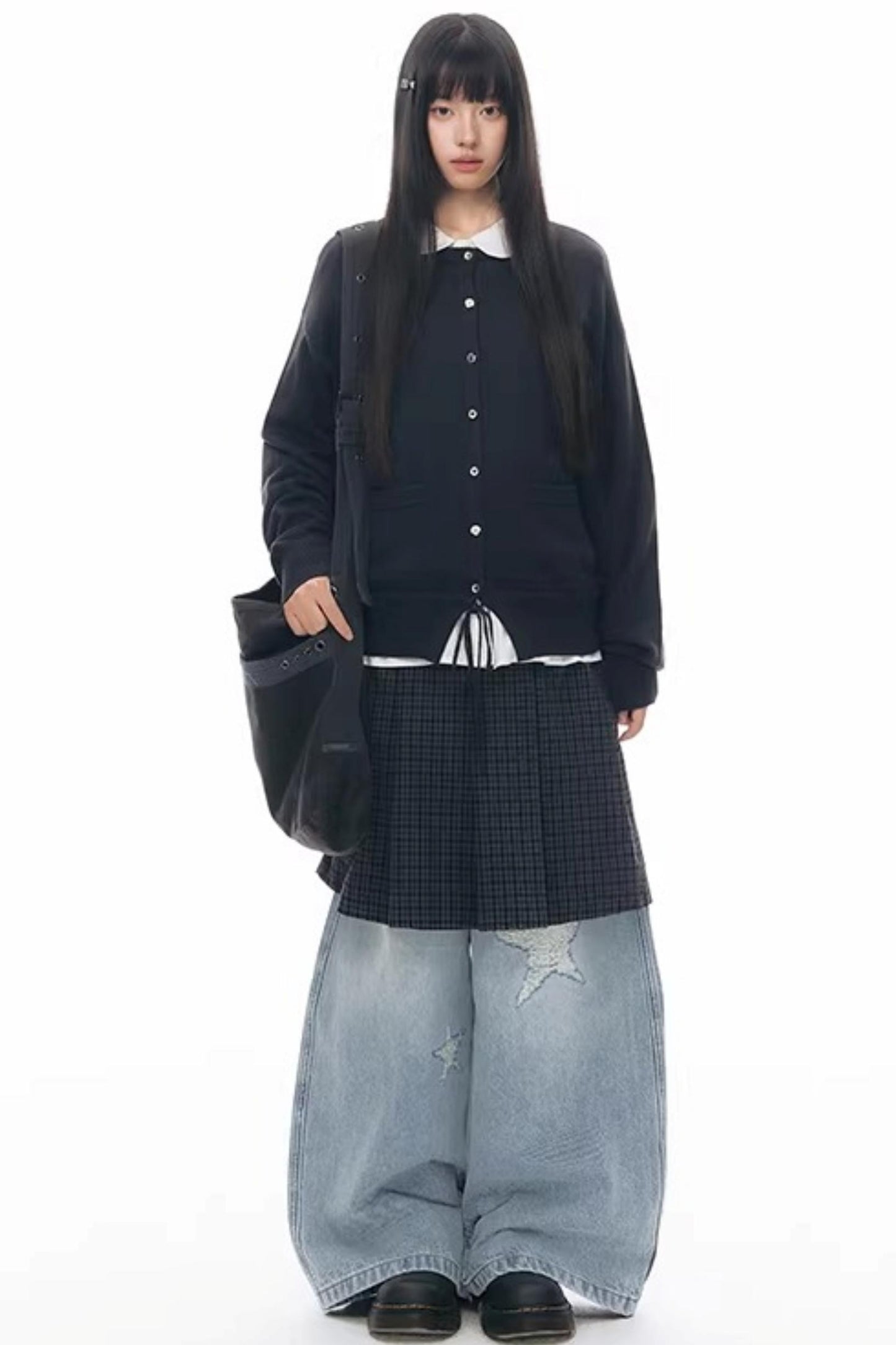 Elastic Knit Button Cardigan