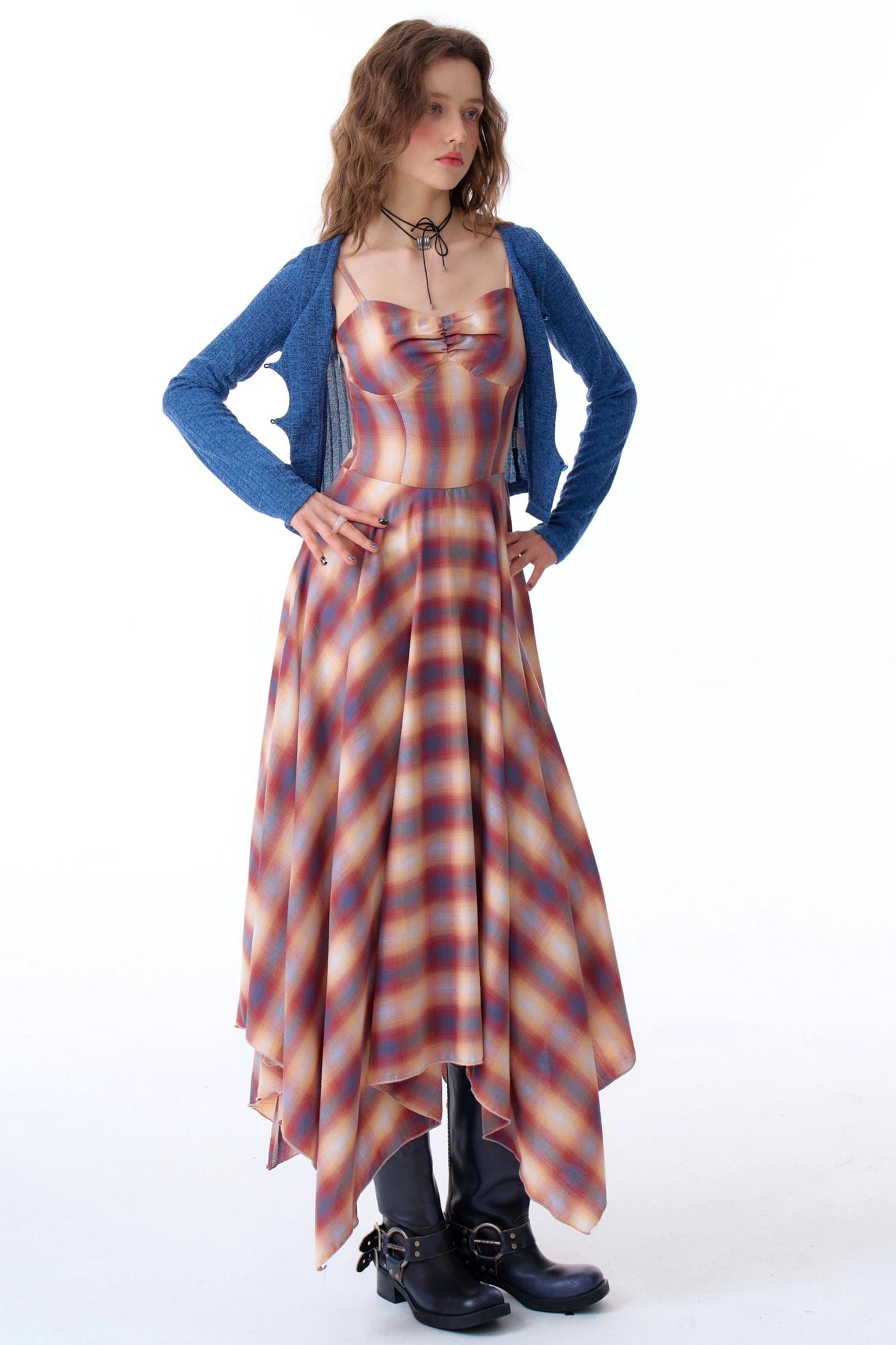 Retro Check Strap Dress