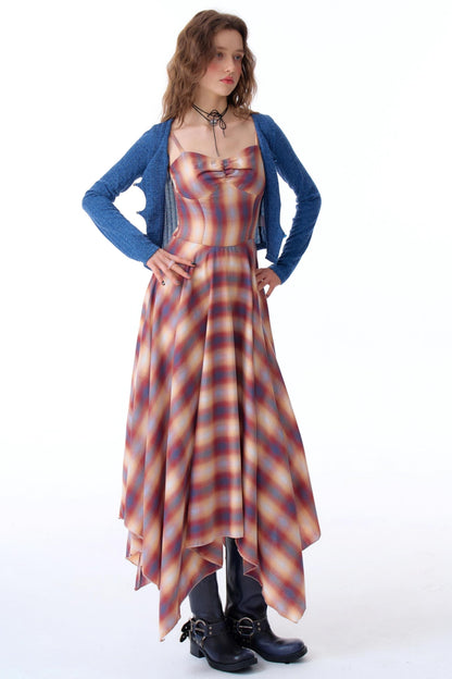 Retro Check Strap Dress