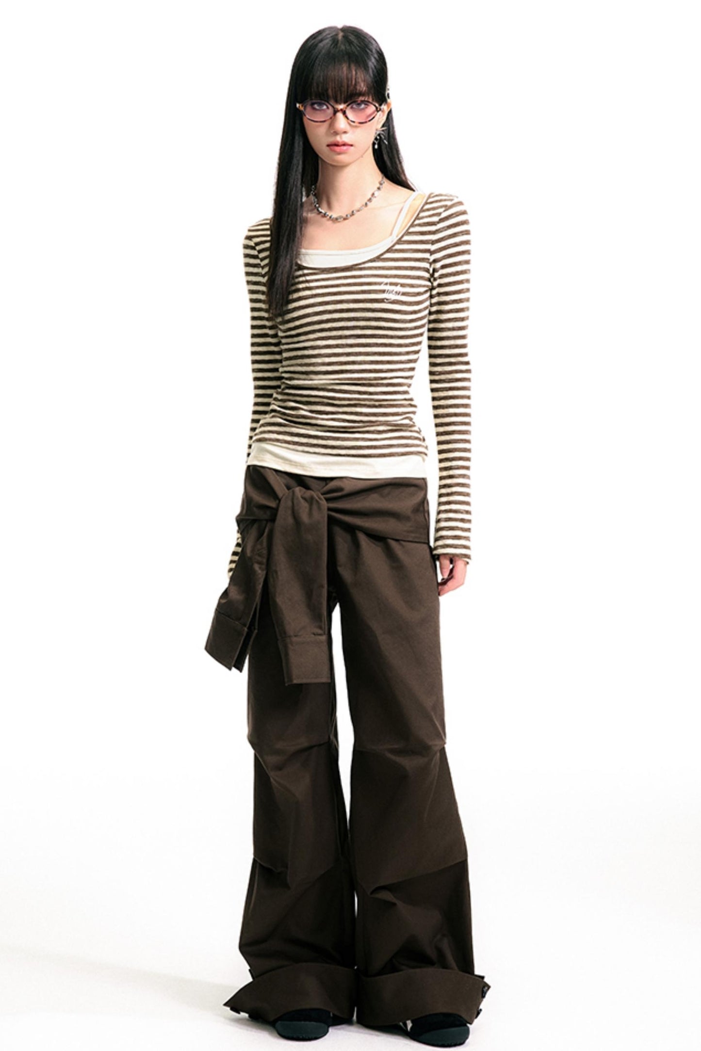 Pleated Brown Pants