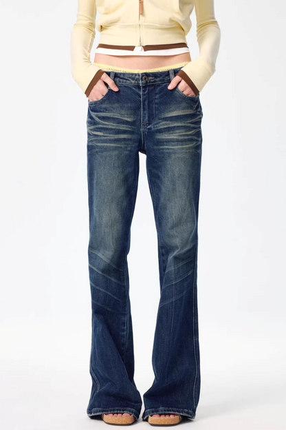 Retro Washed Flared Jeans