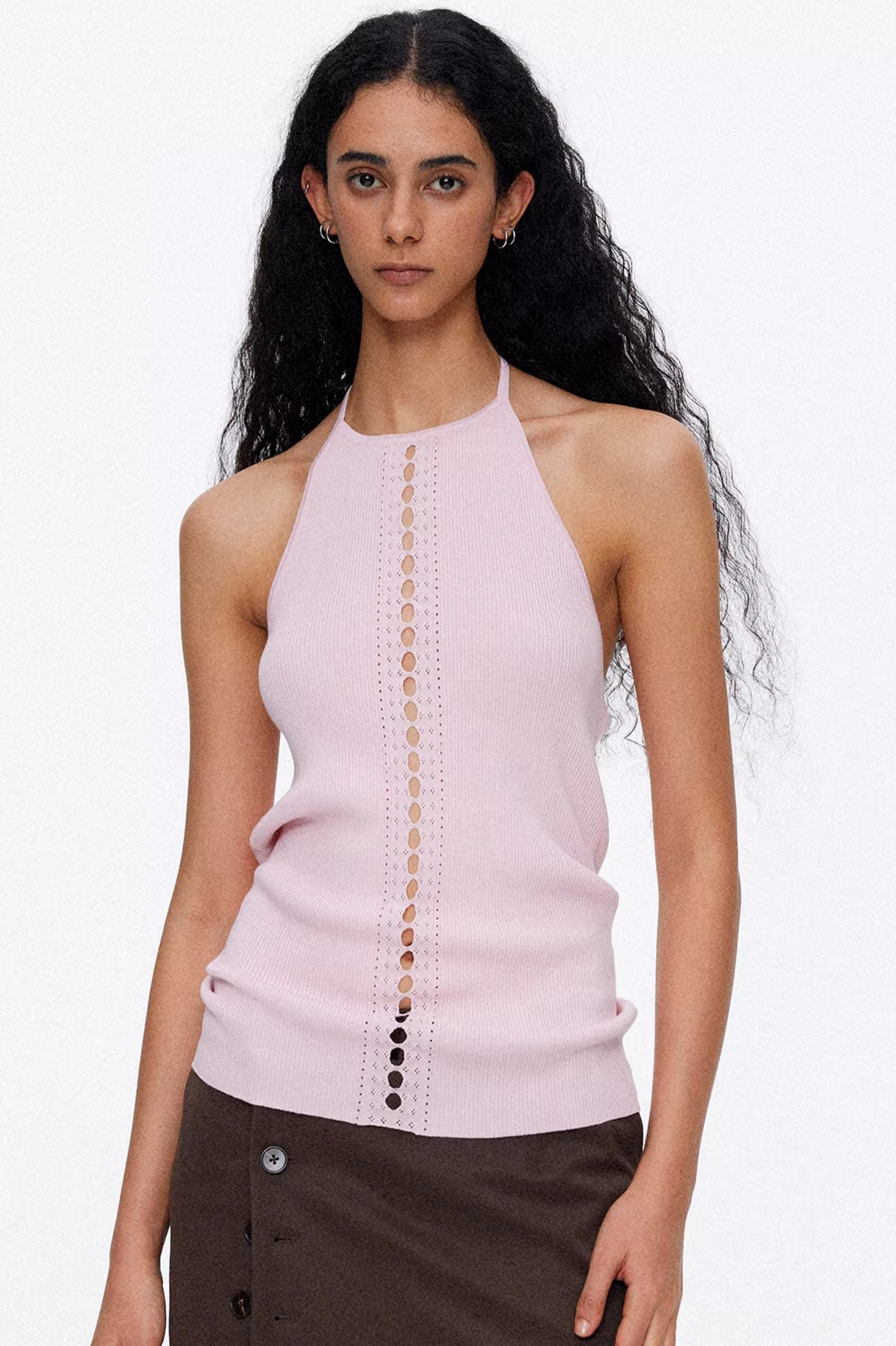 Lyocell Lace-Up Ribbed Vest