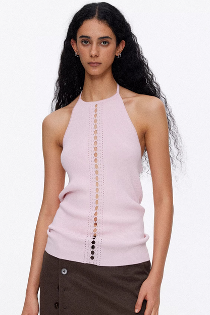 Lyocell Lace-Up Ribbed Vest