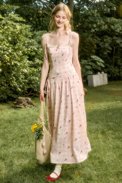 White Berry Lace Plaid Dress