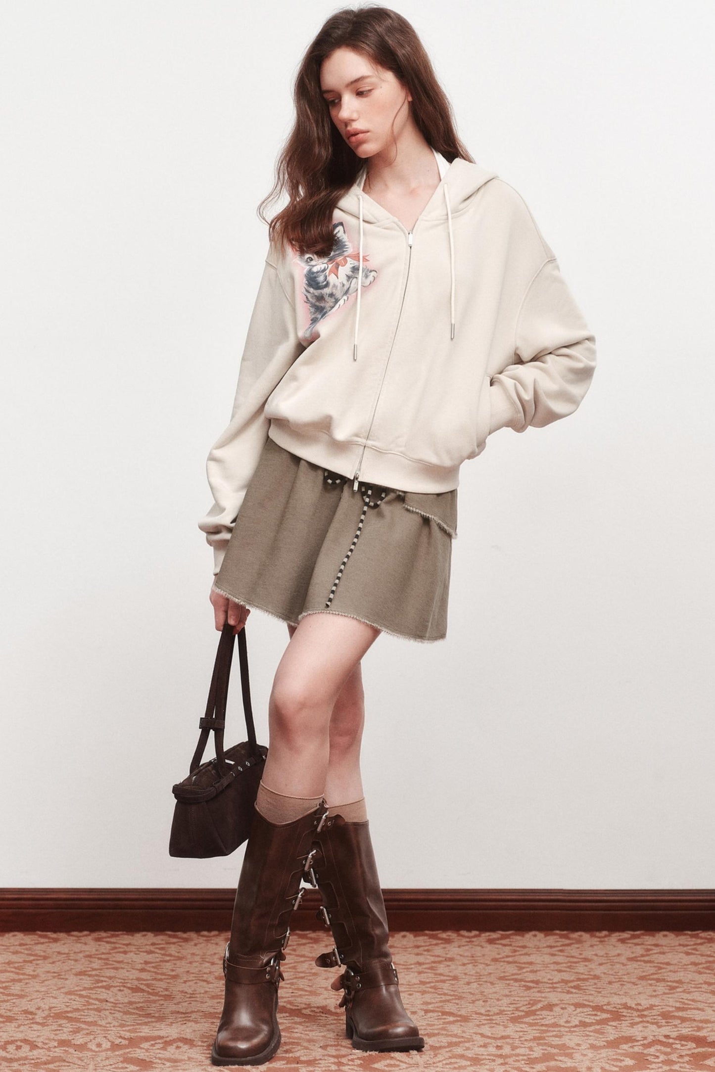 Folding Lace-Up Short Skirt